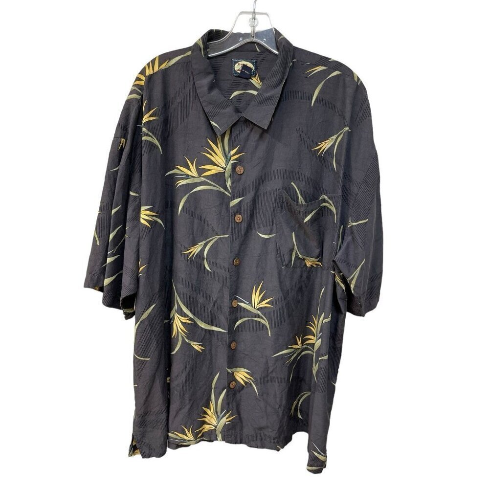 Tommy Bahama Button Down Casual Shirt Tropical Beach Men’s Size XXL Gray Rayon